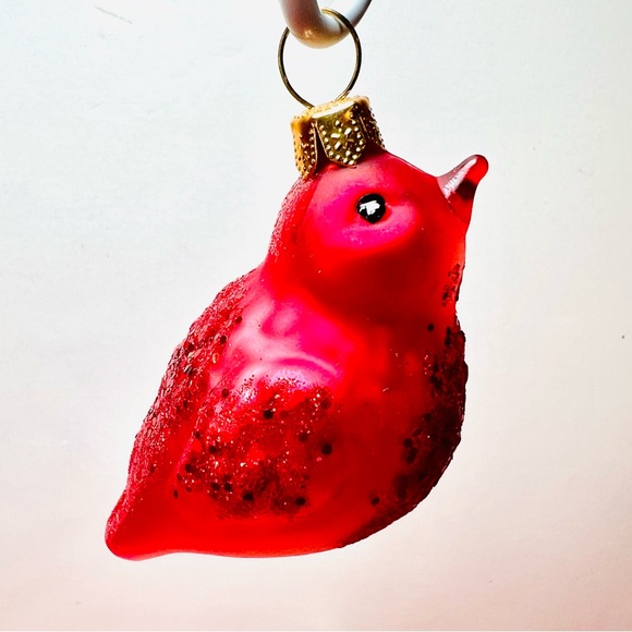 Polish Glass Red Bird Christmas Ornament Cardinal Robin Nature Hand Painted - Picture 12 of 12
